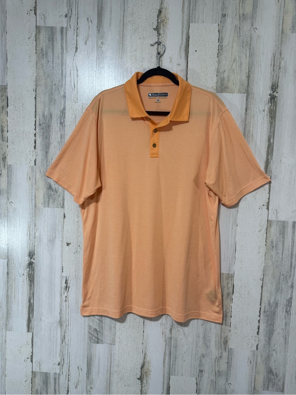 Pebble Beach Men's Peach Golf ⛳️ Performance Polo Shirt